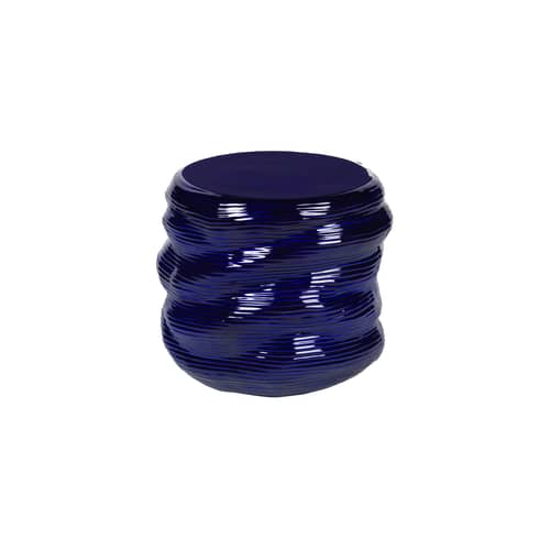 Earthernware End table ceramic blue / Ø 44 x H 42 cm - BROSTE COPENHAGEN - Dark blue - Enamelled sandstone