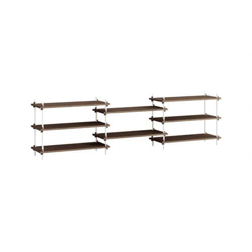 Étagère Shelving System – s.65.3.A bois marron / L 239 x H 85 x Prof. 35 cm - MOEBE - Chêne fumé / Blanc - Acier, MDF placage chêne