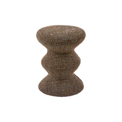 Gepolsterter Hocker Zig Zag Soft textil braun - Pols Potten - Dunkelbraun - Gewebe, Holz, Schaumstoff