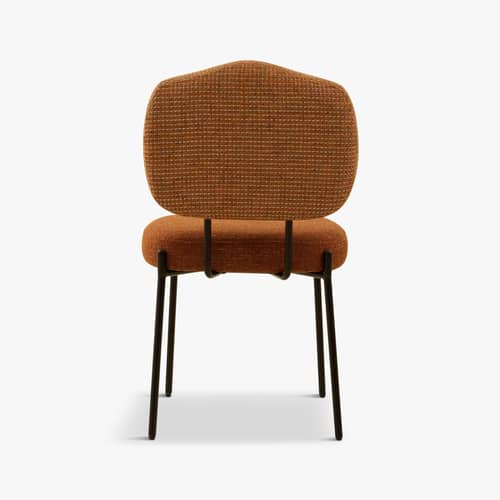 Gepolsterter Stuhl Mogan textil orange - NV GALLERY - Orange- und ziegelroter Tweed / Schwarzes Metall - Eisen, Gewebe, High Density-Schaum