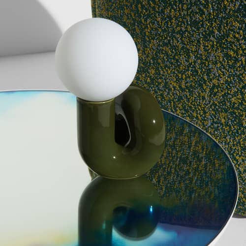 Lampada da tavolo Neotenic Petite ceramica verde / L 18 x H 26 cm - Petite Friture - Verde - Ceramica smaltata, Vetro soffiato a bocca