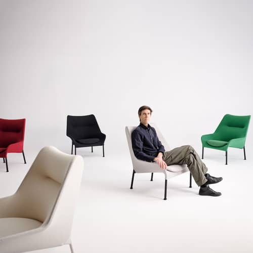 Lounge-Sessel O2 textil rot - Hay - Rot - Formschaum, Selbsttragender Stoff, thermolackierter Stahl