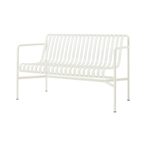 Bank mit Rückenlehne Palissade Dining metall weiß / L 128 cm - Bouroullec, 2016 - Hay - Cremeweiß - Stahl