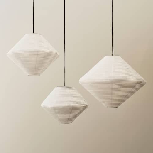 Paralume Paper Shade Diamond carta bianco / Ø 60 cm- Senza sistema elettrico - Hay - Ø 60 cm / Bianco - Bambù, Carta