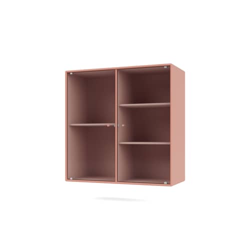 Wandablage Ripple II holz rosa / Utensilien - B 69.6 x T 30 x H 69,6 cm / Gewelltes Glas - MONTANA - Rhubarb 151 - Geriffeltes Glas, lackierte Holzfaserplatte