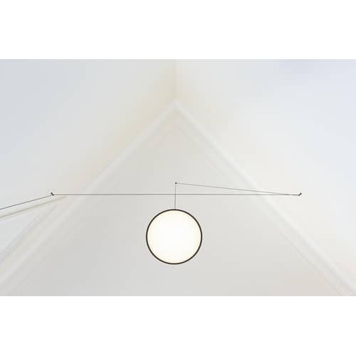 Sospensione String Light Sphere metallo nero LED / Cavo decorativo da 12 metri - Flos - Sospensione Sfera / Nero - alluminio verniciato, policarbonato, Tessuto