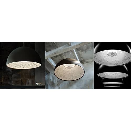 Suspension Skygarden 2 métal pierre or / Ø 90 cm - Halogène - Flos - Or mat - Aluminium, Plâtre