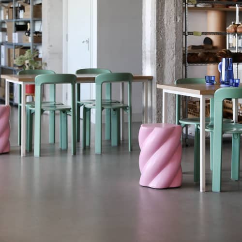 Tabouret Marshmallow rose / Ø 33 x H 45 cm - & klevering - Rose - Polyrésine
