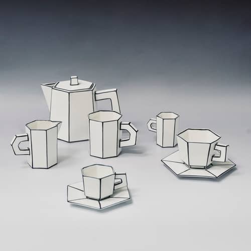 Set de 2 tasses à cappuccino + soucoupes Carte Blanche - Serax - Blanc & noir - Porcelaine