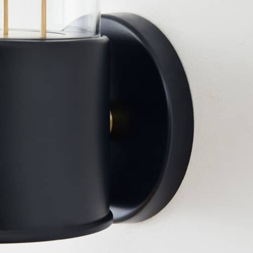 The Muse Outdoor wall light metal black / Bathroom - TALA - Hackles black - Borosilicated glass, Cast aluminium, Solid brass