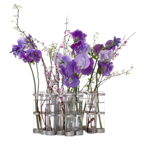 Vase d\'Avril Petit verre transparent / L 55 cm x H 10 cm - Tsé-Tsé - Small - L 55 x H 10 cm - Acier zingué, Verre soufflé