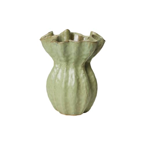 Vaso Cori ceramica verde / H 24 cm - BROSTE COPENHAGEN - Verde - Ceramica smaltata