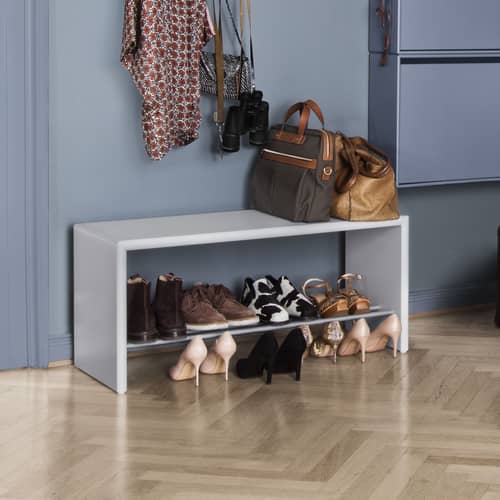Banc Montsk bois vert / Rangement chaussures - L 100 cm - MONTANA - Parsley 152 - Acier, MDF laqué