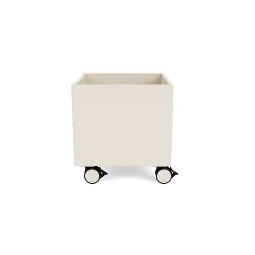 Baule con ruote Colour Box I legno bianco / 35,4 x 35,4 x H 37,8 cm - MONTANA - Avena 158 - MDF laccato