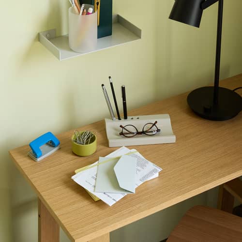 Bureau Poke bois naturel / L 100 x P 45 cm - HÜBSCH - Chêne naturel - MDF plaqué chêne
