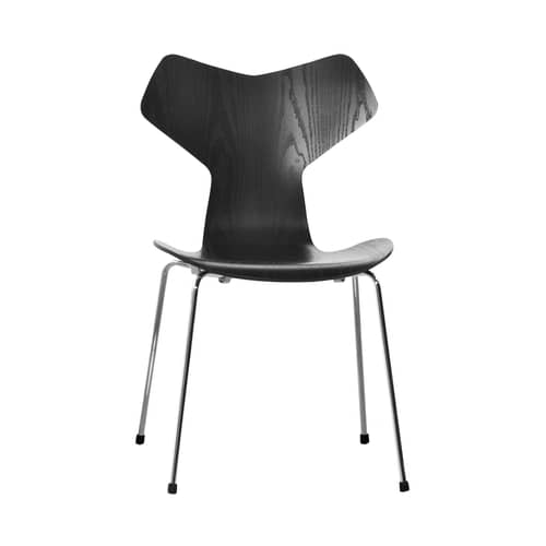 Chaise empilable Grand Prix bois noir - Fritz Hansen - Noir - Acier, Frêne