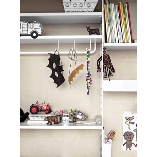 Lot de 5 crochets / Pour étagères en métal perforé - String Furniture - Blanc - Acier