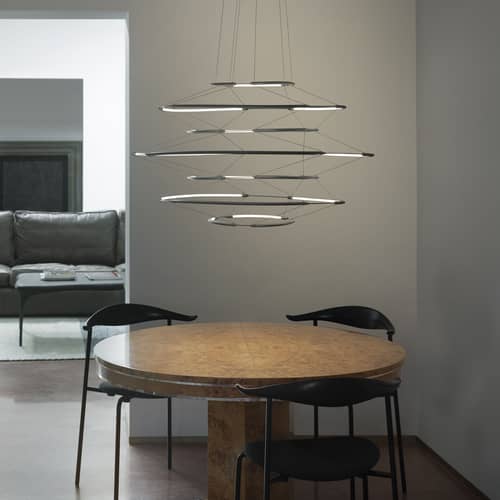 Sospensione Drop 7 metallo nero / Ø 90 x H 50 cm - Nemo - Ø 90 cm / Nero - alluminio estruso, Metacrilato