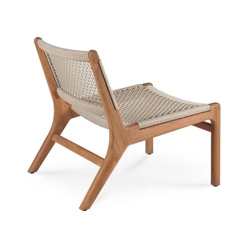Fauteuil bas Jack Woven Outdoor / Corde - Ethnicraft - Teck / Cordage beige - Corde, Teck massif