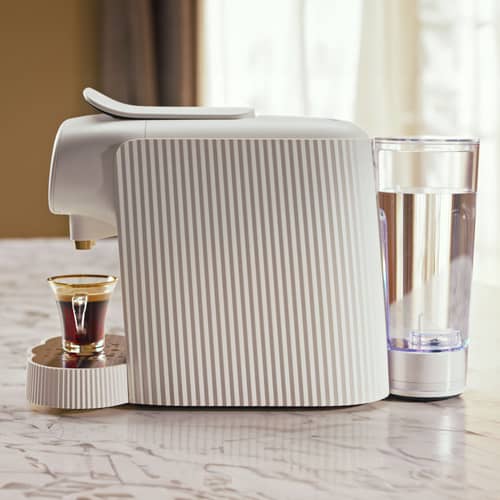 Kapselkaffeemaschine L\'Or Barista Plissé plastikmaterial weiß / UK version - Alessi - Weiß - Stahl, thermoplastisches Harz