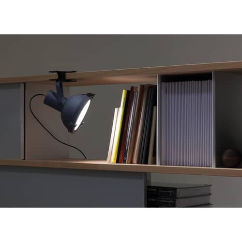 Klemmleuchte Projecteur 165 metall weiß beige von Le Corbusier - Neuauflage des Originals von 1954 - Nemo - Sandfarben - bemalter Stahl, bemaltes Aluminium, Opalglas