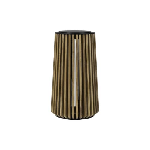 Lampada solare da esterno Maya Large legno naturale / Ø 28 x H 48 cm - Teak riciclato - Vincent Sheppard - H 48 cm / Teak naturale - Alluminio termolaccato, Teak riciclato