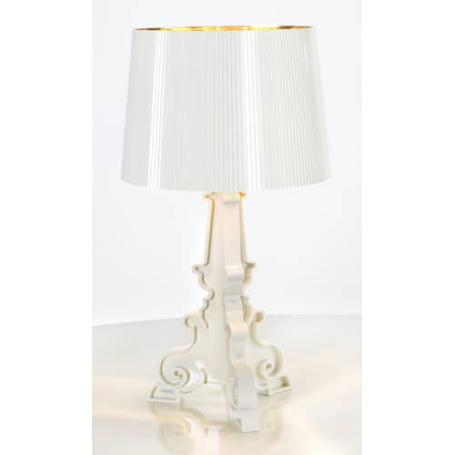 Lampe de table Bourgie Bianca plastique blanc or / H 68 à 78 cm - Ferruccio Laviani, 2004 - Kartell - Blanc / intérieur or - Polycarbonate 2.0