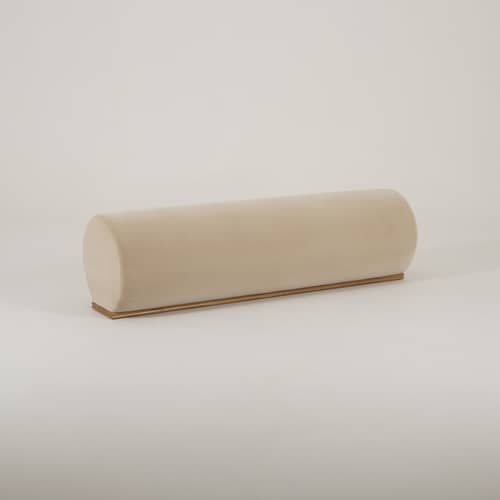 Galerie Vivienne Padded bench textile beige natural wood / L 155 cm - Exclusive - Lelièvre Paris - Sand / Honey ash tree - Ashwood, Fabric, Foam