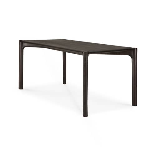 rechteckiger Tisch PI holz braun / 160 x 80 cm - 6 Personen - Ethnicraft - Dunkelbraunes Teakholz Dunkelbraun - Massives Teakholz