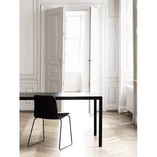 T12 Rectangular table wood black Rectangular - 160 x 80 cm - Hay - Black - 160 x 80 cm - MDF with linoleum finish, Painted aluminium