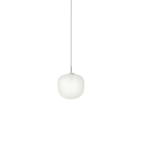 Sospensione Rime vetro bianco / Ø 18 - Bocca soffiata - Muuto - Telaio bianco / Bianco - alluminio verniciato, Vetro soffiato a bocca
