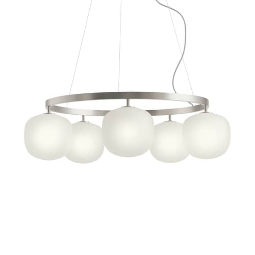 Suspension Rime Chandelier/ Lustre - Ø 80 cm - Muuto - Aluminium - Aluminium, Verre soufflé bouche