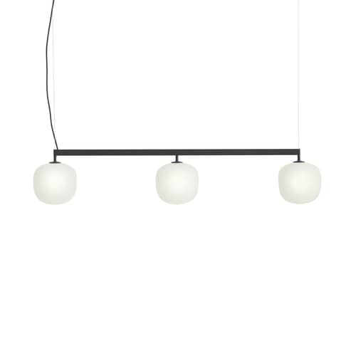 Suspension Rime Rail / L 110 cm - Muuto - Noir - Aluminium thermolaqué, Verre soufflé bouche