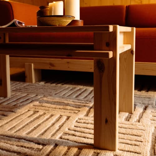 Table basse Tuck bois naturel / 80 x 50 cm- Rangement sous plateau - KARUP - Pin naturel - Pin massif certifié FSC