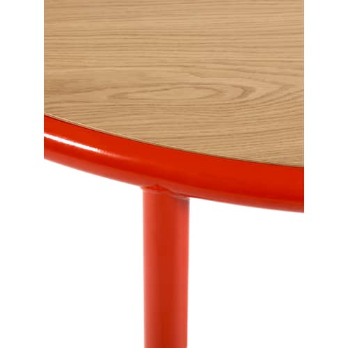 Table ronde Wooden rouge bois naturel / Ø 120 cm - Chêne & acier - valerie objects - Rouge / Chêne - Acier, Chêne