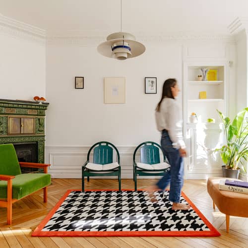 Teppich Pied de poule textil bunt / 210 x 140 cm – handgetuftet - COLORTHERAPIS - 210 x 140 cm - Neuseeländische Schurwolle