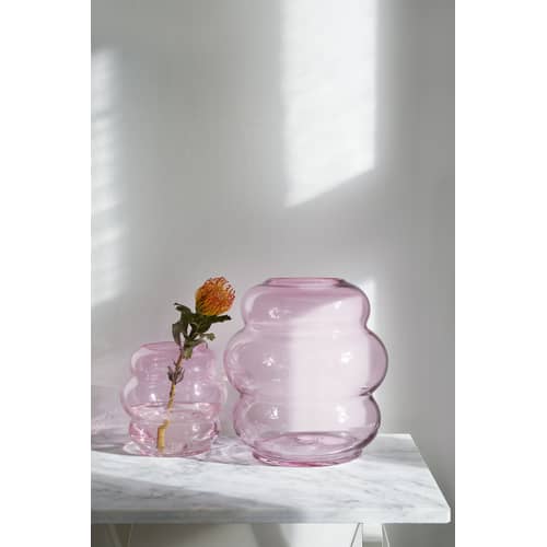 Vase Muse Medium verre rose violet / Cristal de Bohême - Ø 18 x H 18 cm - Fundamental Berlin - Rubis - Cristal de Bohême