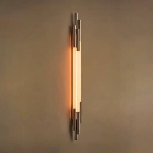 Applique ORG Small verre blanc / LED - L 105 cm - DCW éditions - Nickel & blanc - Aluminium, Verre opalin