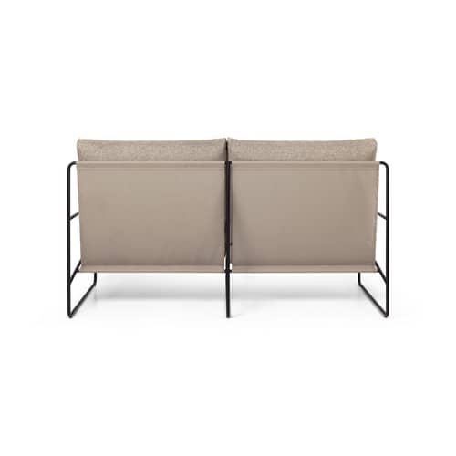Canapé de jardin 2 places Desert tissu beige / L 156 cm - Ferm Living - Sable foncé (tissu Dolce) / Noir - Acier, Mousse polyuréthane, Ouate de polyester, Tissu