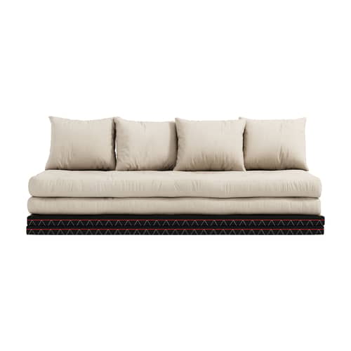 Canapé convertible Chico / Modulable - L 200 cm - KARUP DESIGN - Beige 747 - Fibres recyclées mélangées, Jonc tissé, Mousse, Paille de riz, Tissu