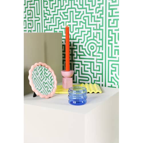 Stack Candle stick ceramic pink / Ø 7 x H 9 cm - Ceramic - & klevering - Pink - Ceramic