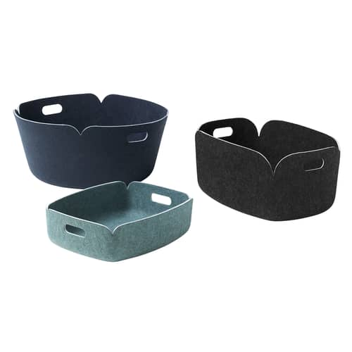 Cestino Restore / Feltro - 35 x 48 cm - Muuto - Grigio-Nero - Feltro riciclato