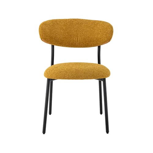 Chaise rembourrée Manal tissu jaune - Bloomingville - Jaune (tissu chenille) - Fer thermolaqué, Mousse, Tissu chenille