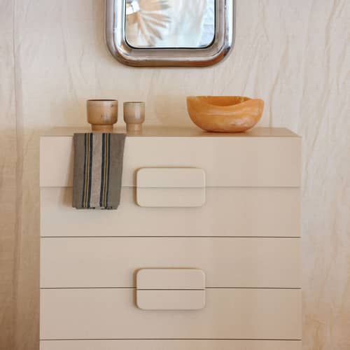 Comò Spacious legno beige / L 80 x P 40,5 x H 98 cm - HK LIVING - Crema - Legno laccato