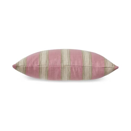 Cuscino Woven Striped tessuto rosa / 60 x 40 cm - HK LIVING - Rosa - Cotone, Lino, Poliestere