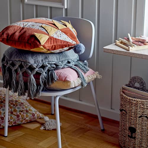 Elinna Cushion textile grey / Ø 35 cm - Bloomingville - Blue-grey - Recycled cotton