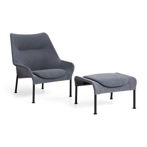 Fauteuil lounge O2 tissu gris - Hay - Gris Soft - Acier thermolaqué, Mousse moulée, Tissu autoportant
