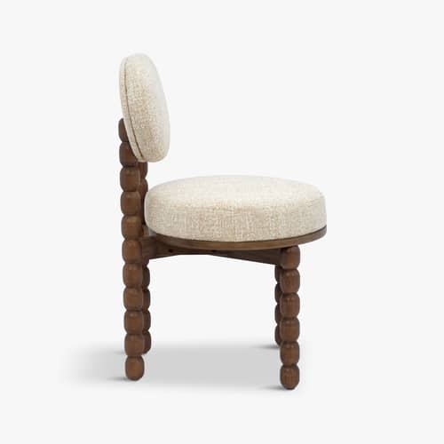 Gepolsterter Stuhl Bold textil beige - NV GALLERY - Beige / Holz dunkel - Getöntes Eichenholz, High Density-Schaum, Tissu Tweed