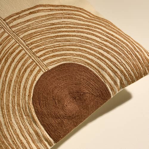 Kissen Mirage textil braun / 42 x 42 cm - handbestickt - Maison Sarah Lavoine - Havannabraun - Baumwolle, Wolle