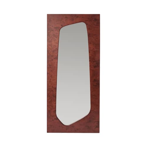 Miroir mural Folia Large bois marron / L 55 x H 135 cm - Ferm Living - Marron - Placage de ronce de peuplier certifié FSC